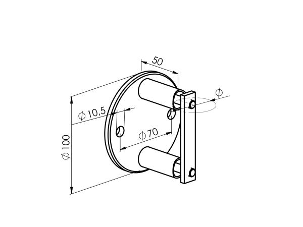 Geländerpfosten 4x12,0 Bauhöhe 900 mm vorgesetzt 42,4x2,0 mm Edelstahl V2A Reling Wandmontage